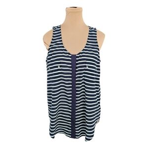 PJK Patterson J. Kincaid Dark and Light Blue Relaxed Tank Top Sz 1